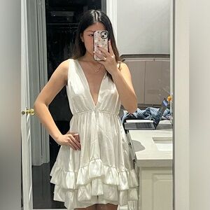 BEAUTIFUL white satin mini dress